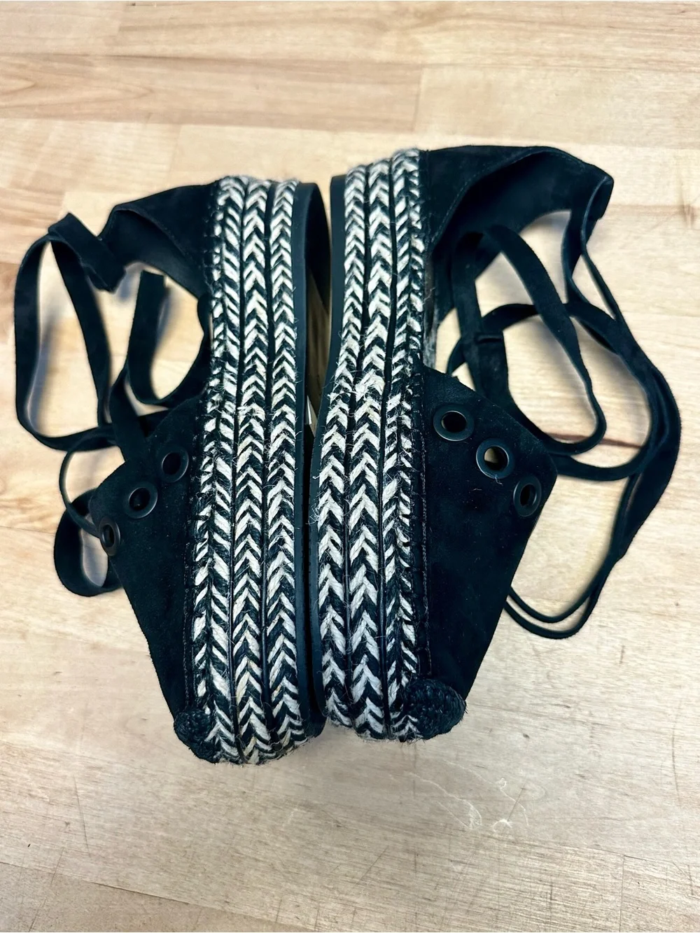 Kendall & Kylie Black Espadrille Platform Lace-Up Sandals